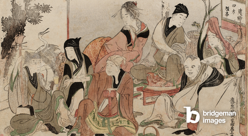 Party Charades of the Seven Gods of Good Fortune example of art Ukiyo-e 